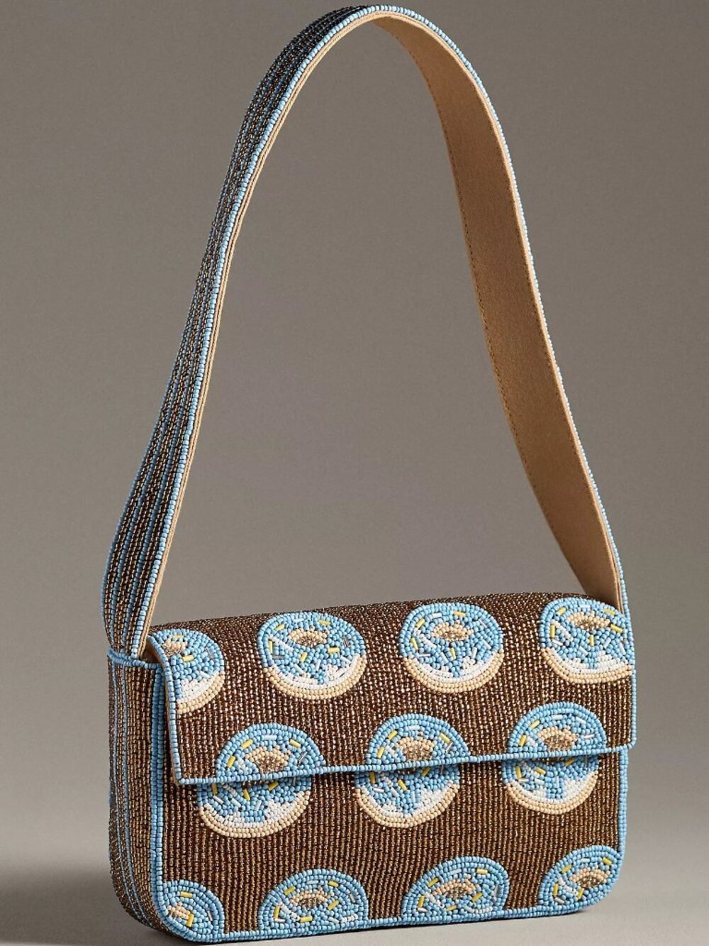 ANTHROPOLOGIE FIONA BEADED BAG FOOD & DRINK EDITION DONUTS